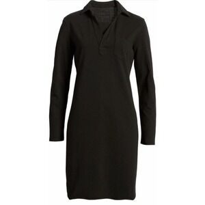 FRANK & EILEEN Tee Lab Small S Black Long Sleeve Polo Dress Popover Nicole